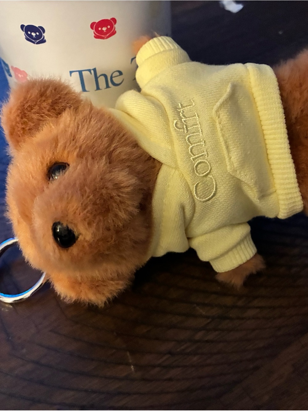 Comfort mystery bear keychain in Yellow Hoodie
